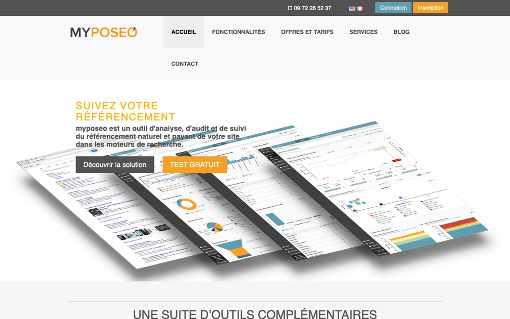 La page d’accueil de Myposeo en 2015.
